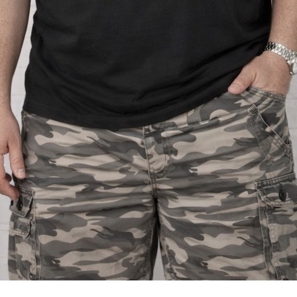 Lee Mens 38 Gray Camouflage Cargo‎ Shorts Cotton Dungarees Relaxed Fit 2183386